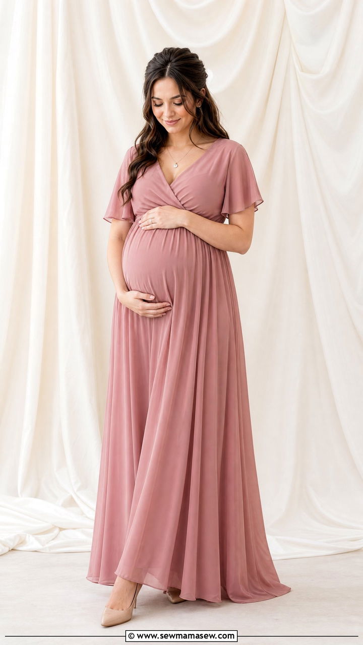 Empire Waist A Line Maternity Photoshoot Gown - 25 Maternity outfit ideas for photoshoot