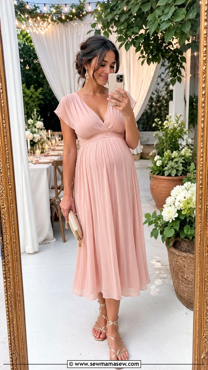 Empire Waist Dress With Strappy Flats Postpartum Evening Outfit - 25 Postpartum first night out outfit ideas