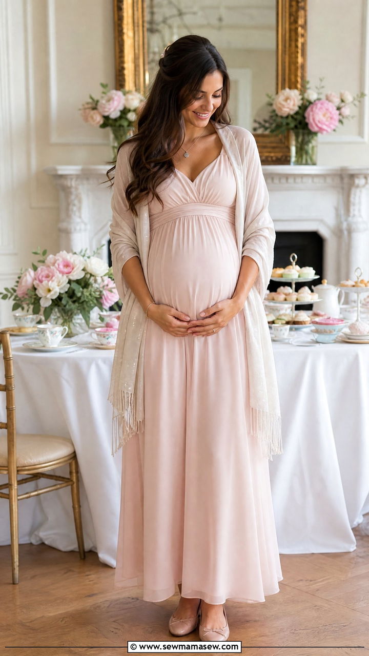 Empire Waist Maternity Dress Baby Shower Look - 30 Maternity outfit ideas for baby shower