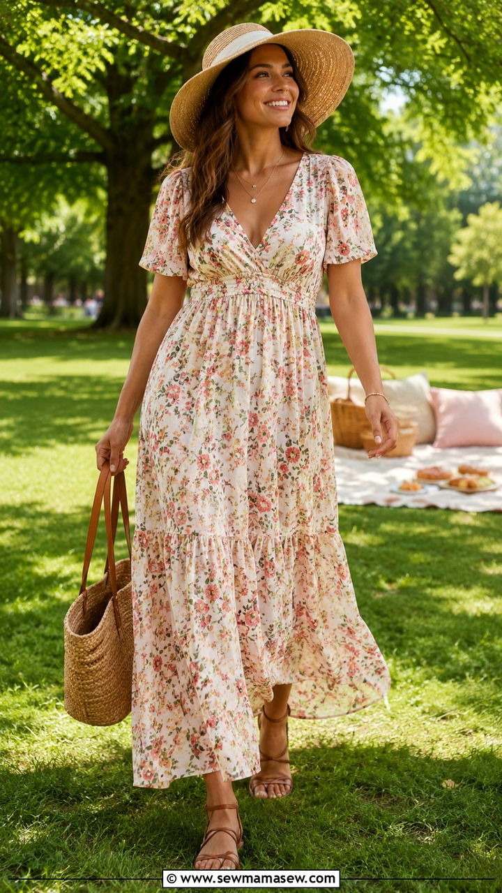 Empire Waist Maxi Dress For Inverted Triangle - 25 Outfit ideas for strawberry body shape