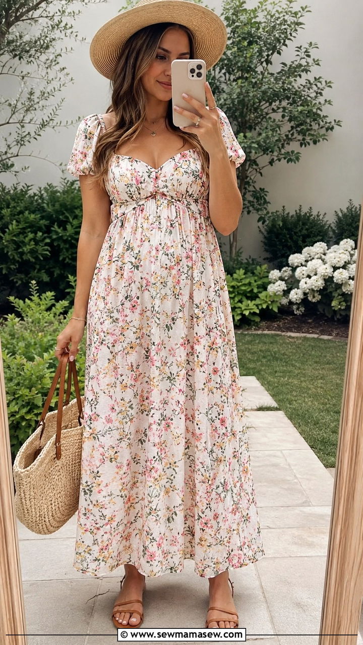 Empire Waist Maxi Dress Pregnancy Outfit - 20 Non maternity maternity outfit ideas