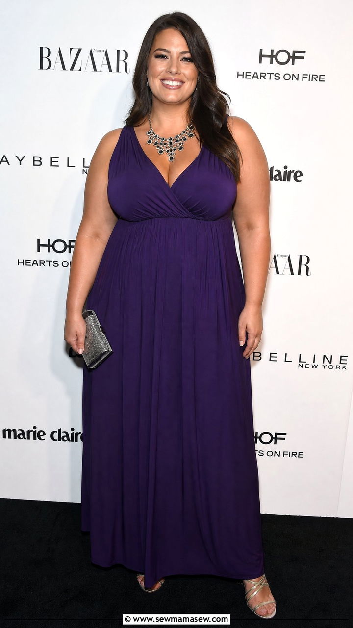 Empire Waist Maxi Dress with Statement Necklace and Heels - 25 Maxi dress for plus size outfit ideas