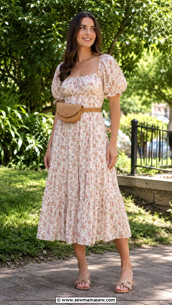Empire Waist Midi Dress Spring Outfit - 20 spring outfits for women with big bust