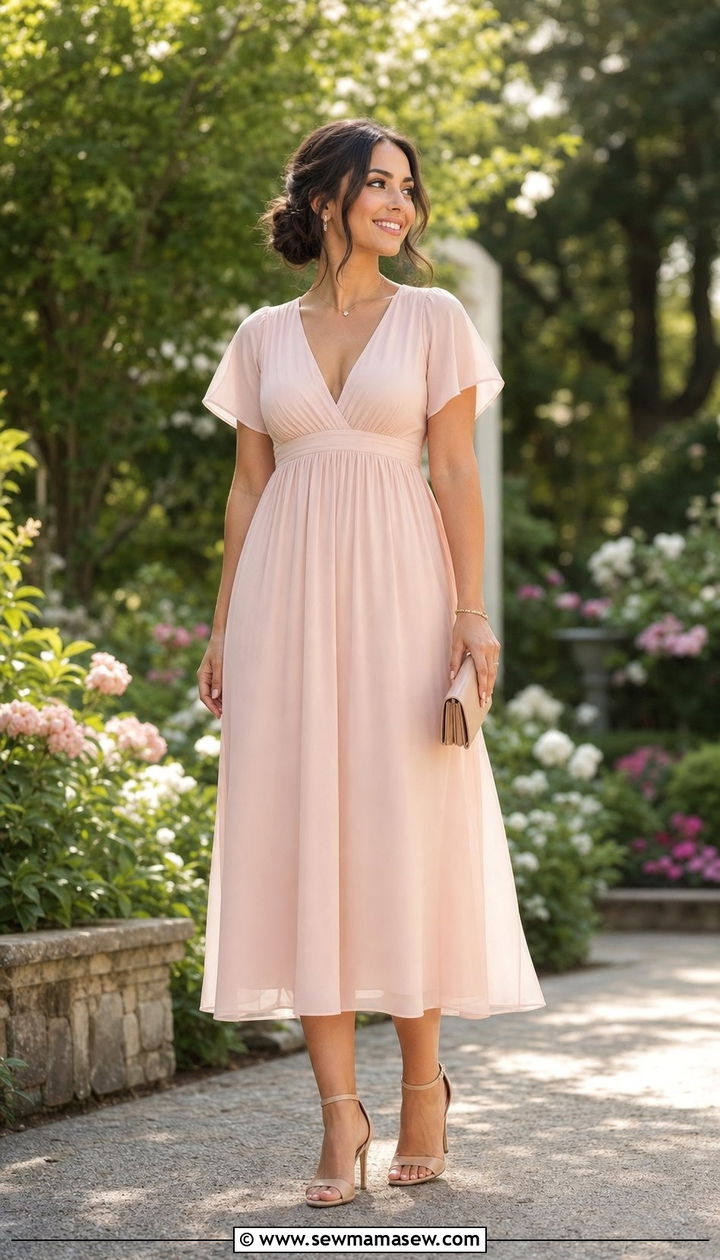 Empire Waist Midi Dress - 25 classy outfits for short torso women