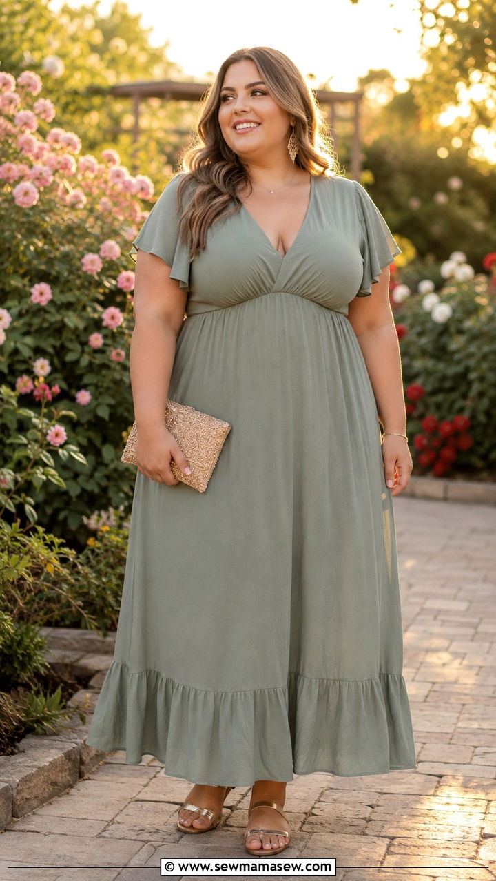 Empire waist maxi dress for plus size bridal shower - 30 plus size bridal shower outfit ideas