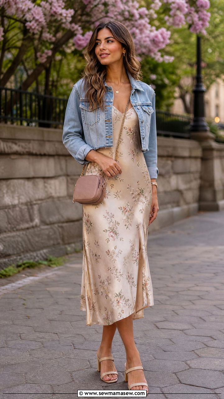 End Of Spring Outfit With A Slip Dress And Cropped Jacket - 30 End of spring outfits