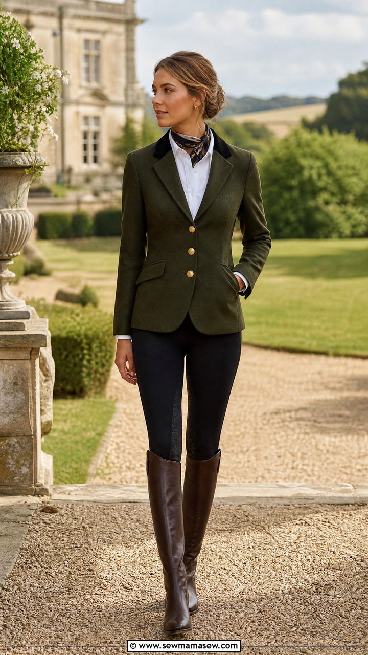 Equestrian blazer with leggings - 25 French girl outfit ideas Emily in Paris style