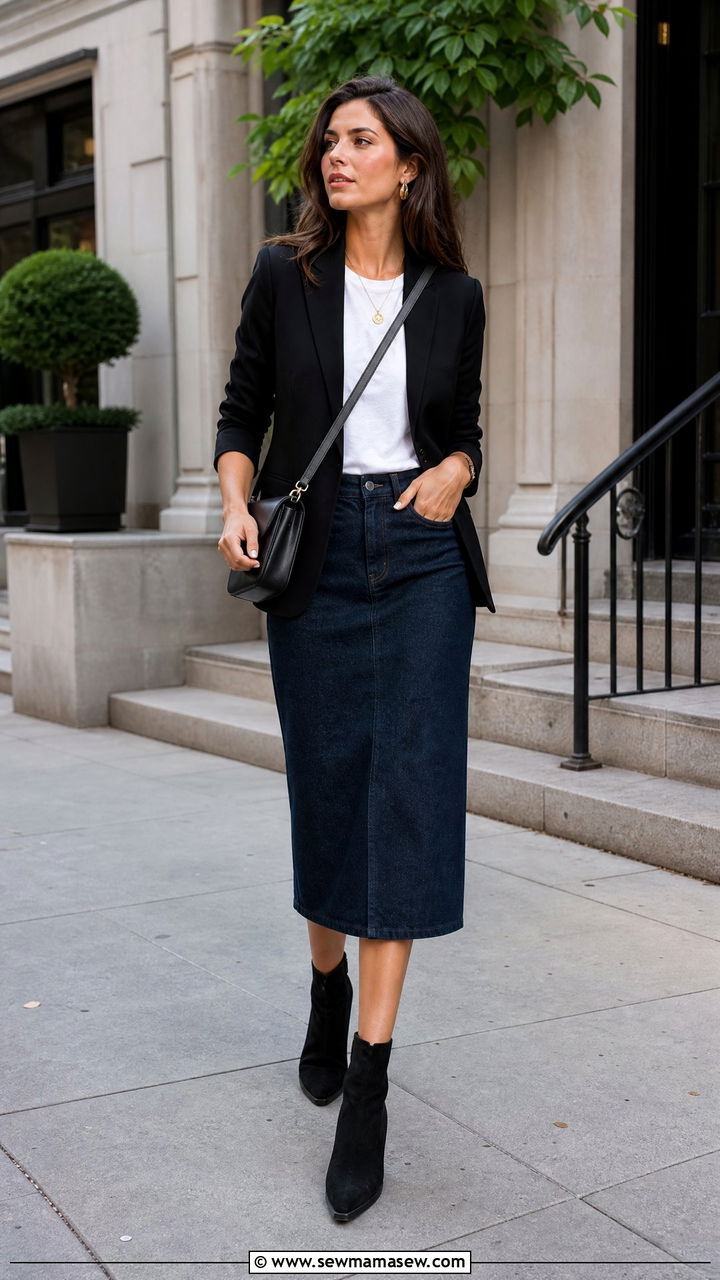 Equestrian outfit with a blazer and midi skirt - 30 Equestrian outfit ideas