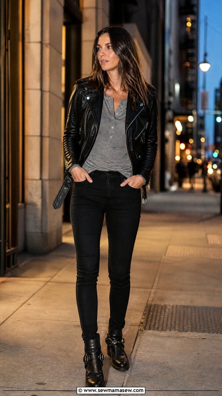 Equestrian outfit with a leather jacket and harness boots - 30 Equestrian outfit ideas