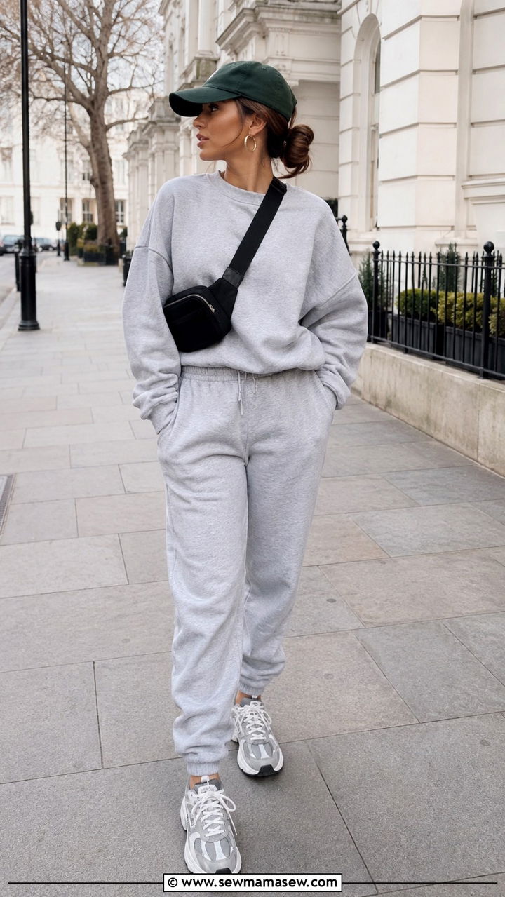 Errand Running Sweatsuit With Dad Sneakers - 30 Sweatsuit outfit ideas women