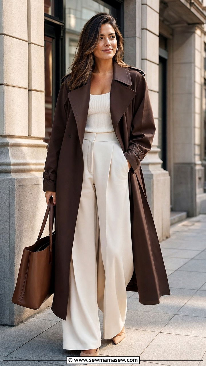 Espresso Trench Coat And Cream Trousers - 25 Espresso outfit ideas