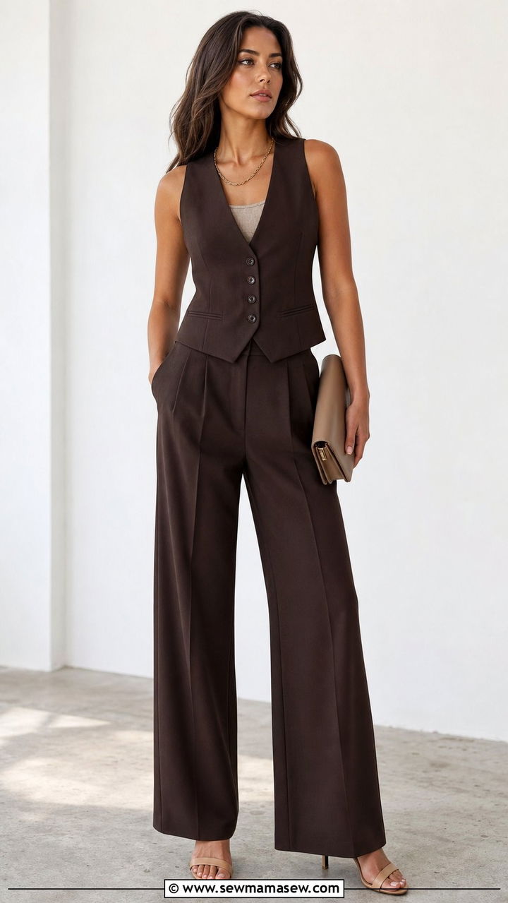 Espresso Vest And Wide Leg Trouser Co Ord - 25 Espresso outfit ideas