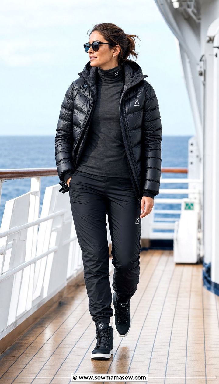 Expedition cruise outfit with waterproof track pants and insulated jacket - 25 Expedition cruise outfit ideas