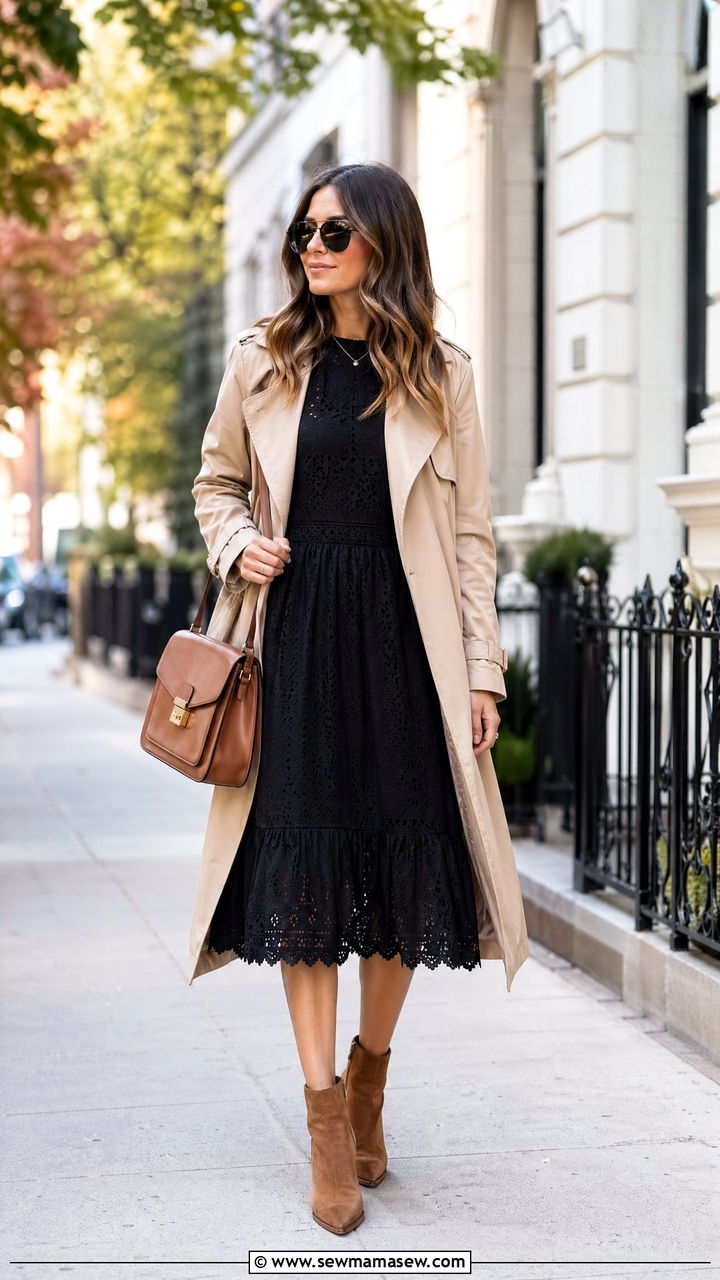 Eyelet Dress With Ankle Boots - 35 Eyelet dress outfit ideas