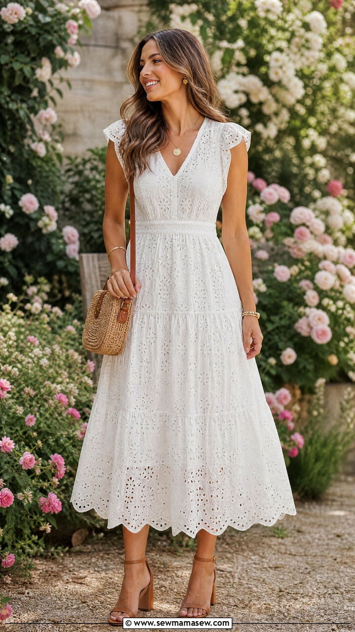 Eyelet Embroidered Midi Dress Graduation Outfit - 30 Cute graduation outfits