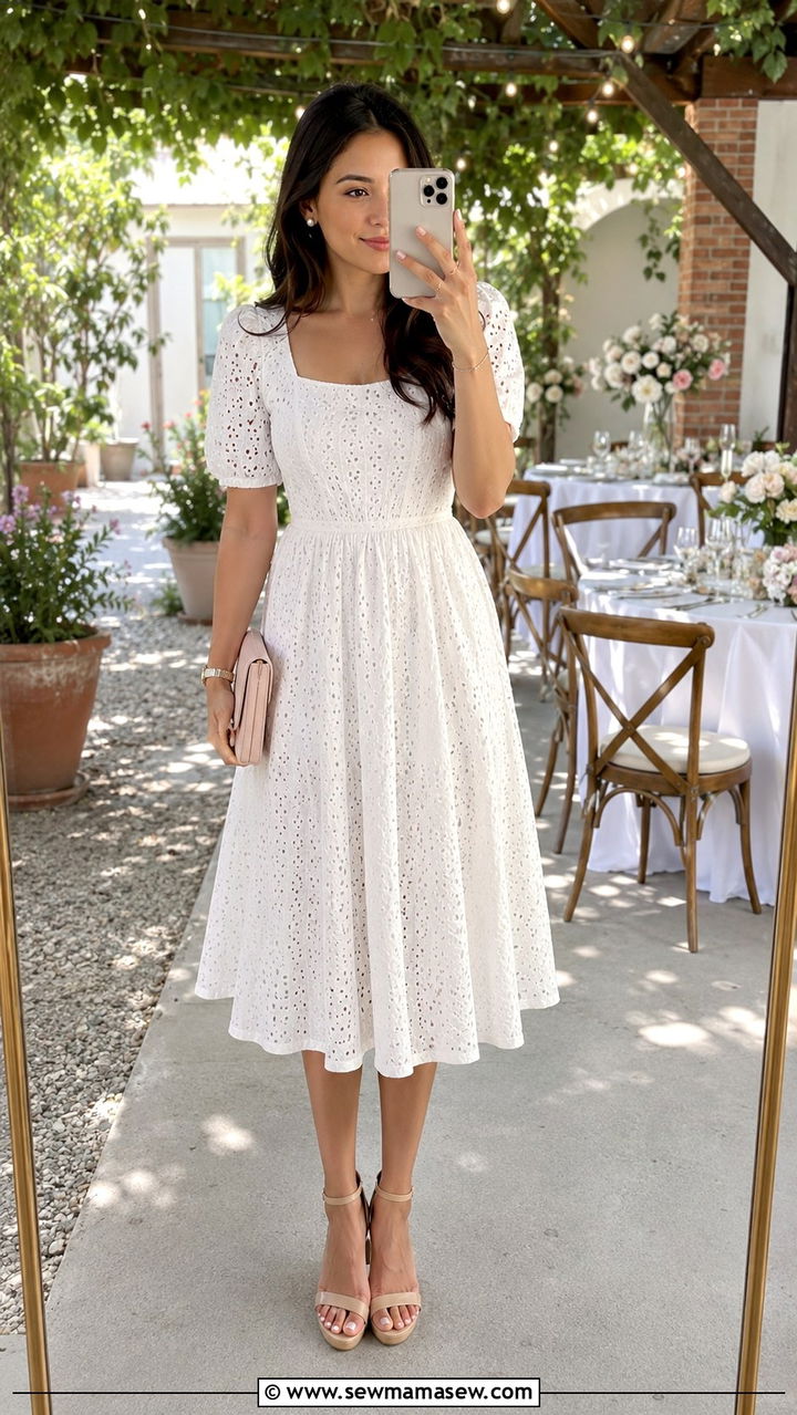 Eyelet Lace Dress Baby Shower - 30 chic baby shower outfits for women