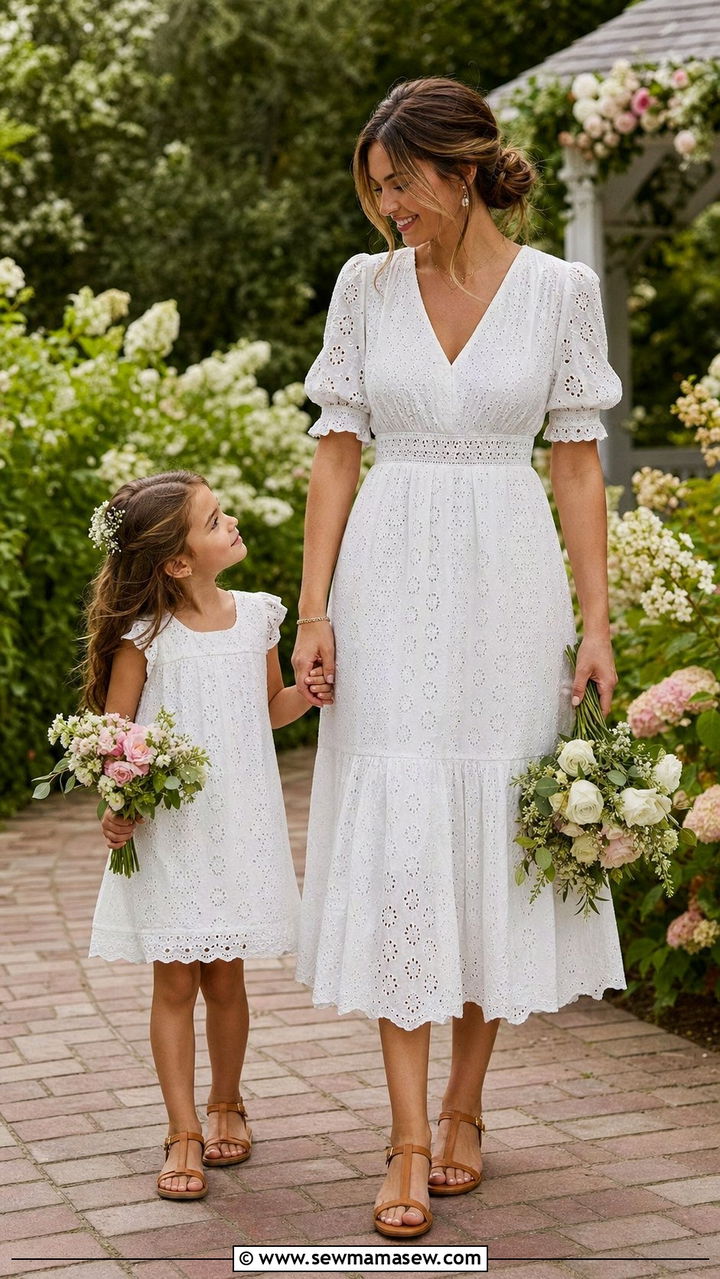Eyelet Lace Dress Matching Outfit - 25 Spring mother daughter outfits