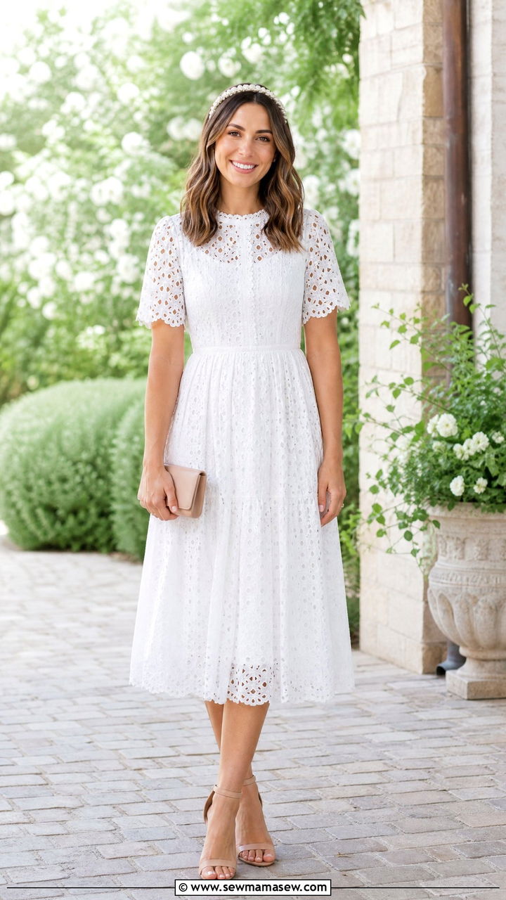 Eyelet Lace Dress Outfit - 35 June outfits for women