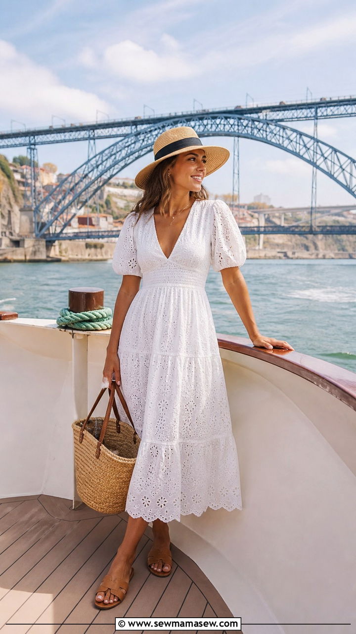 Eyelet dress and straw hat Porto - 40 What to wear in Porto