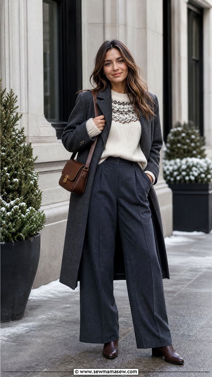 Fair Isle Knit with Tailored Trousers - 25 fashion inspo outfits for women