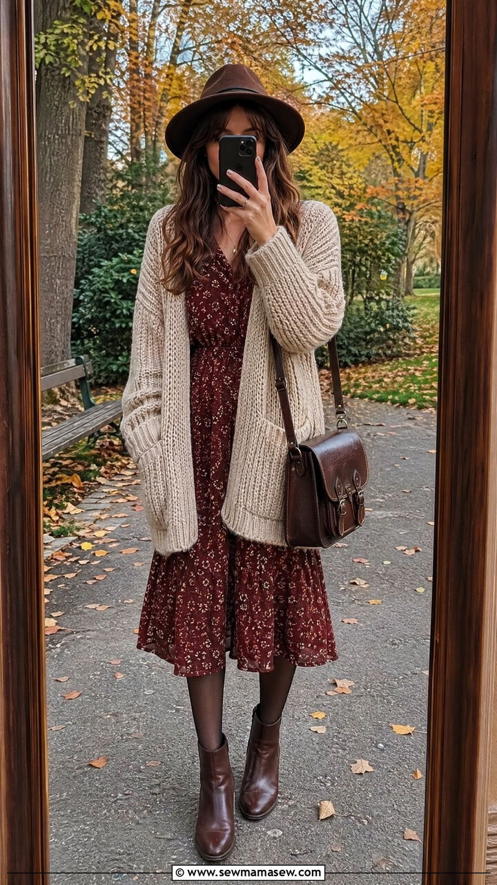 Fall Knit Cardigan and Midi Dress Fairy Outfit - 35 Fairycore outfit ideas