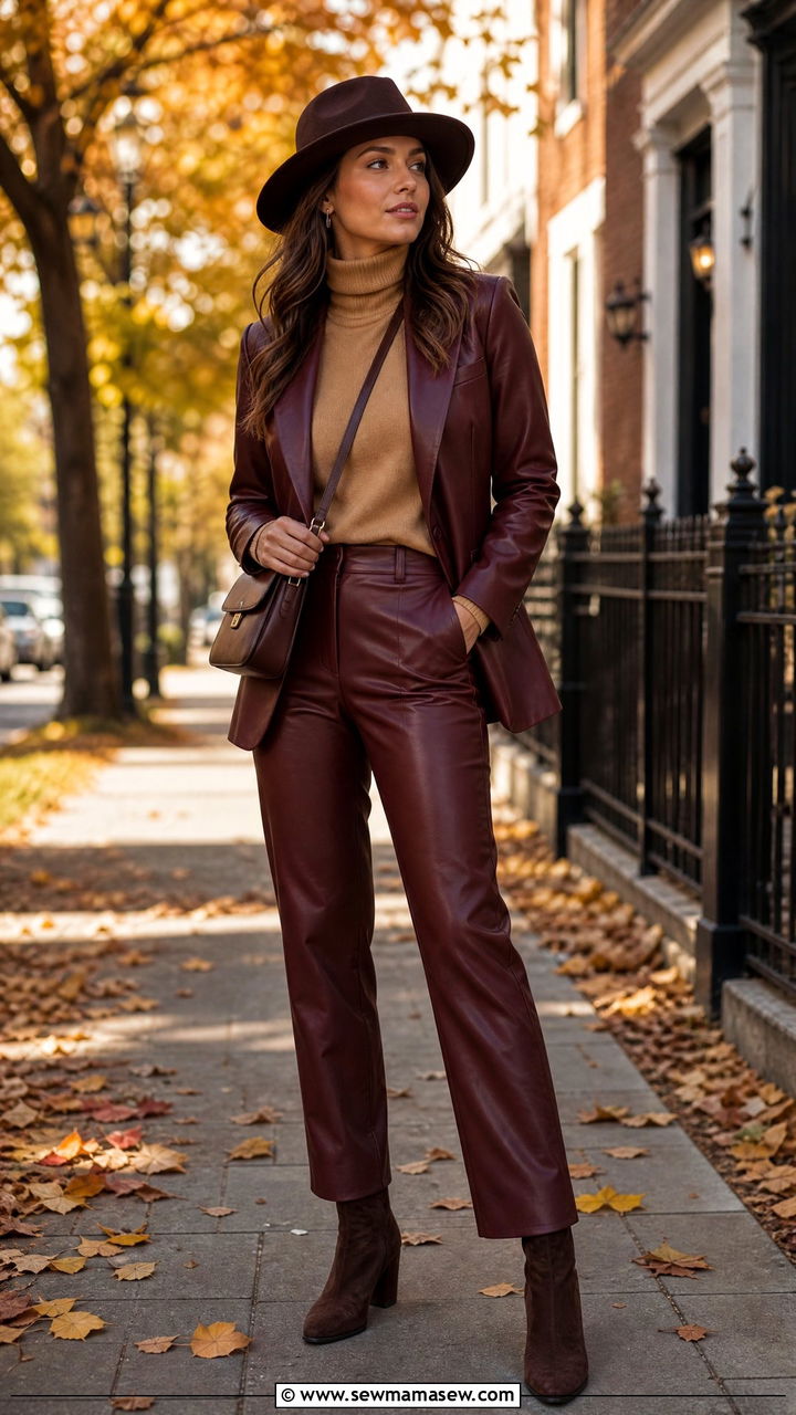 Fall Leather Matching Set Outfit - 25 Leather matching set outfit ideas