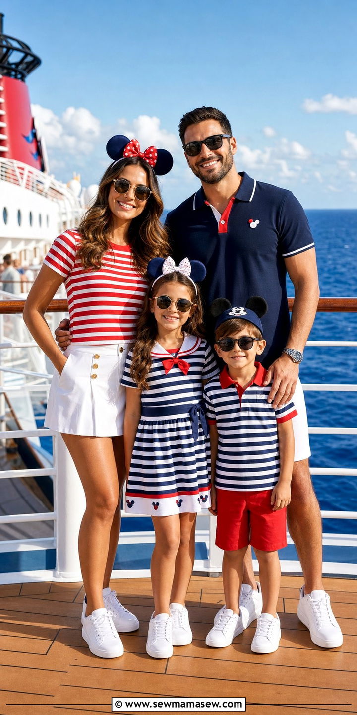 Family Matching Nautical Outfits with Red White and Blue - 25 Disney cruise outfit ideas 2026