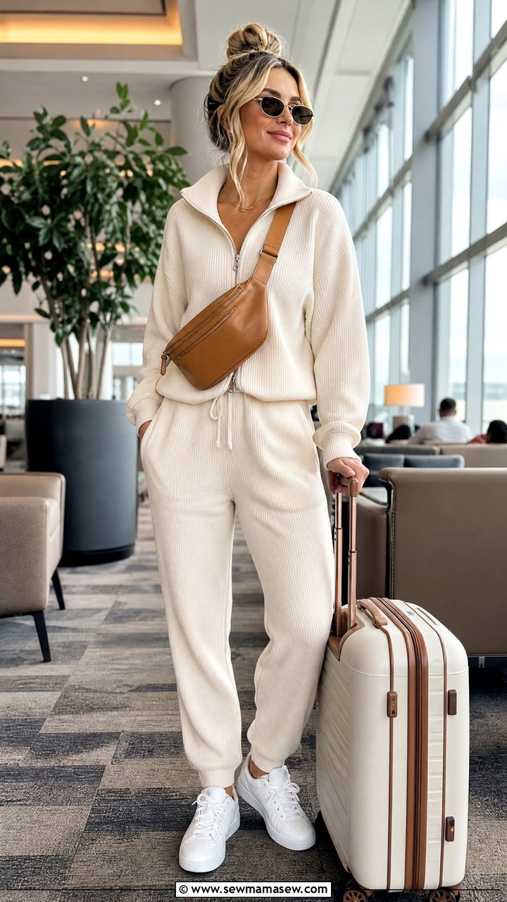 Fanny Pack with Matching Lounge Set and Sneakers - 30 Fanny pack outfit ideas