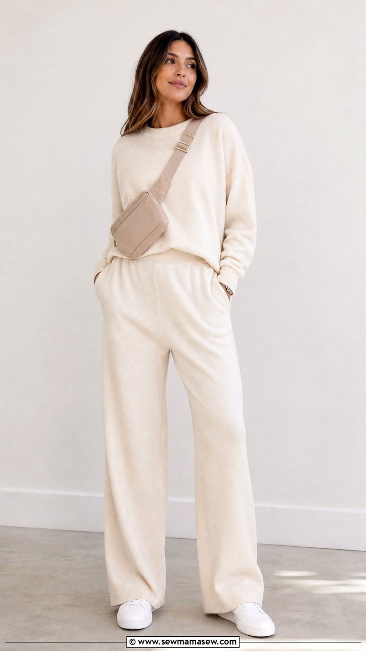 Fanny Pack with Monochrome Set and Minimal Sneakers - 30 Fanny pack outfit ideas