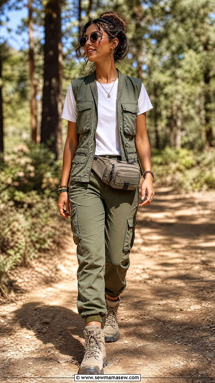 Fanny Pack with Utility Vest and Cargo Pants - 30 Fanny pack outfit ideas