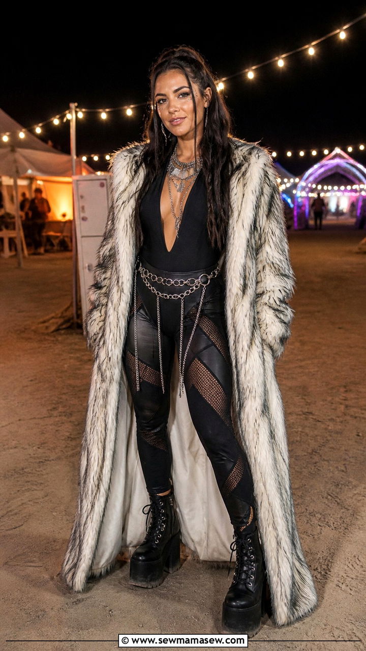 Faux Fur Coat And Platform Boots Burning Man Outfit - 20 Burning Man outfit ideas 2026