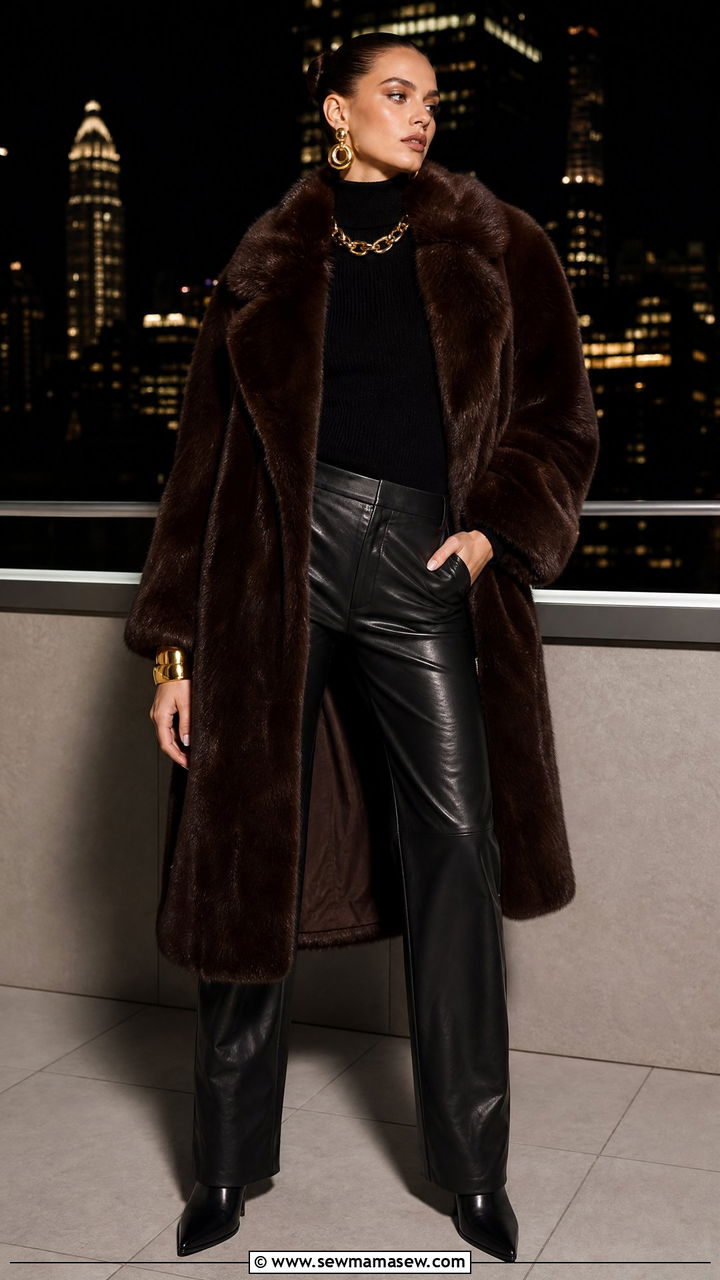 Faux Fur Coat With Leather Pants Outfit - 35 glamoratti outfits for women