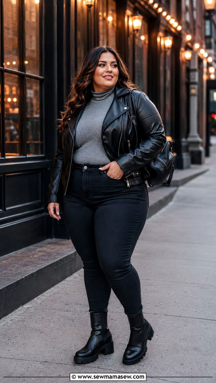 Faux Leather Moto Jacket Outfit - 20 Plus size from Walmart