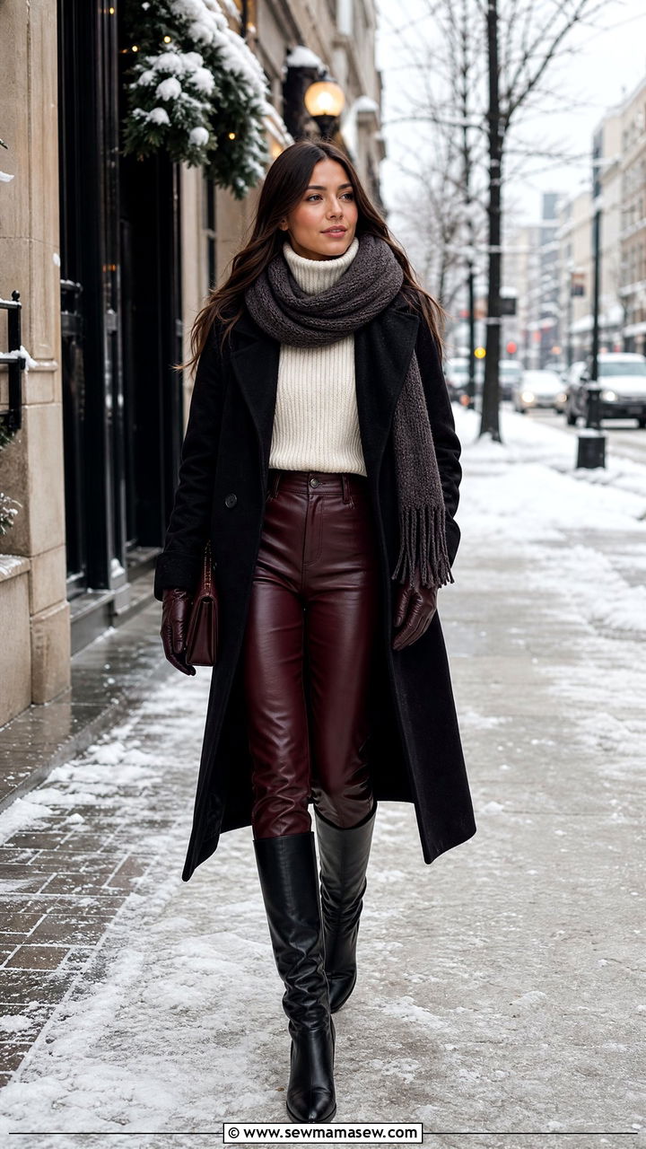 Faux Leather Pants Winter Outfit - 30 Faux leather pants outfit ideas