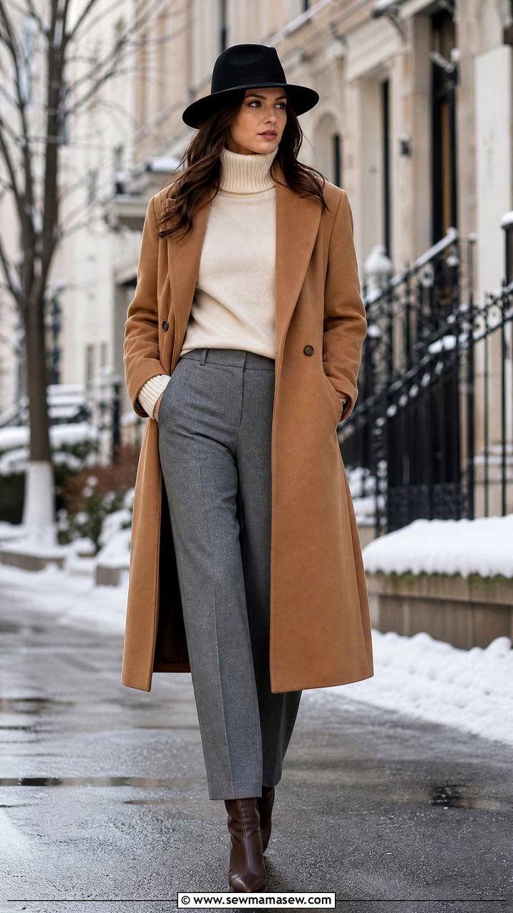 Fedora With a Turtleneck and Wool Coat - 30 Fedora outfit ideas