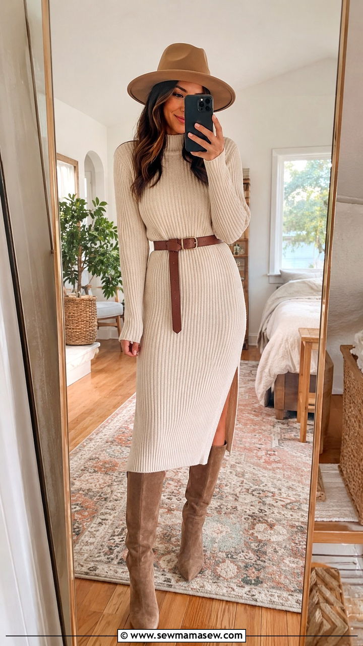 Fedora with a sweater dress outfit - 30 How to style a fedora