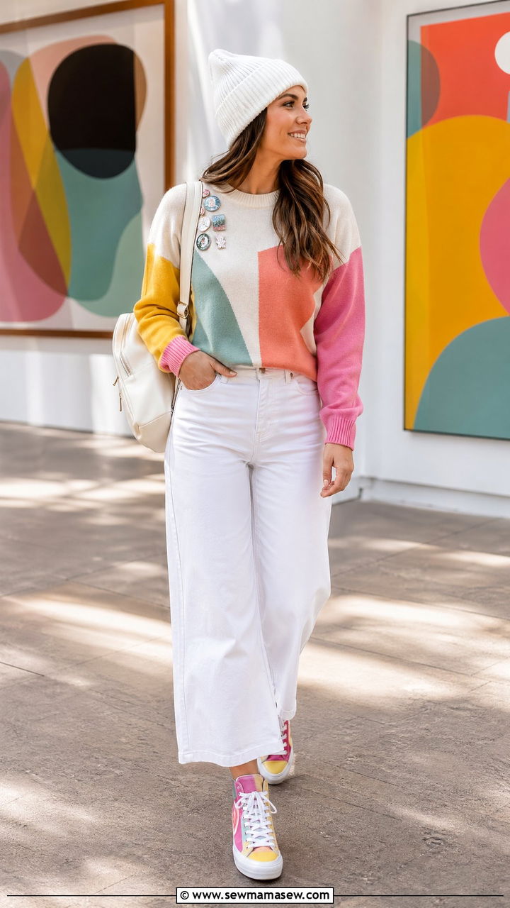 Festival of the Arts Color Blocked Sweater Outfit - 35 Epcot outfit ideas