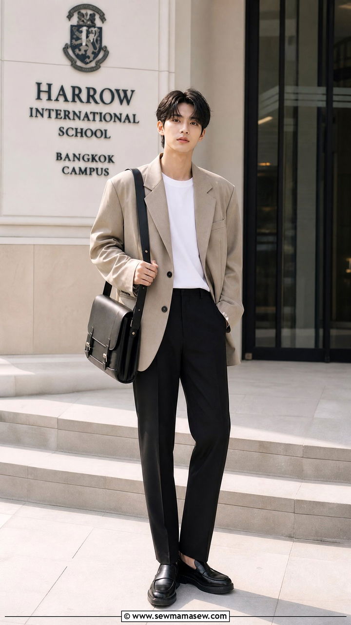 First day of school outfit with blazer and tailored trousers - 25 First day of school photo outfit ideas