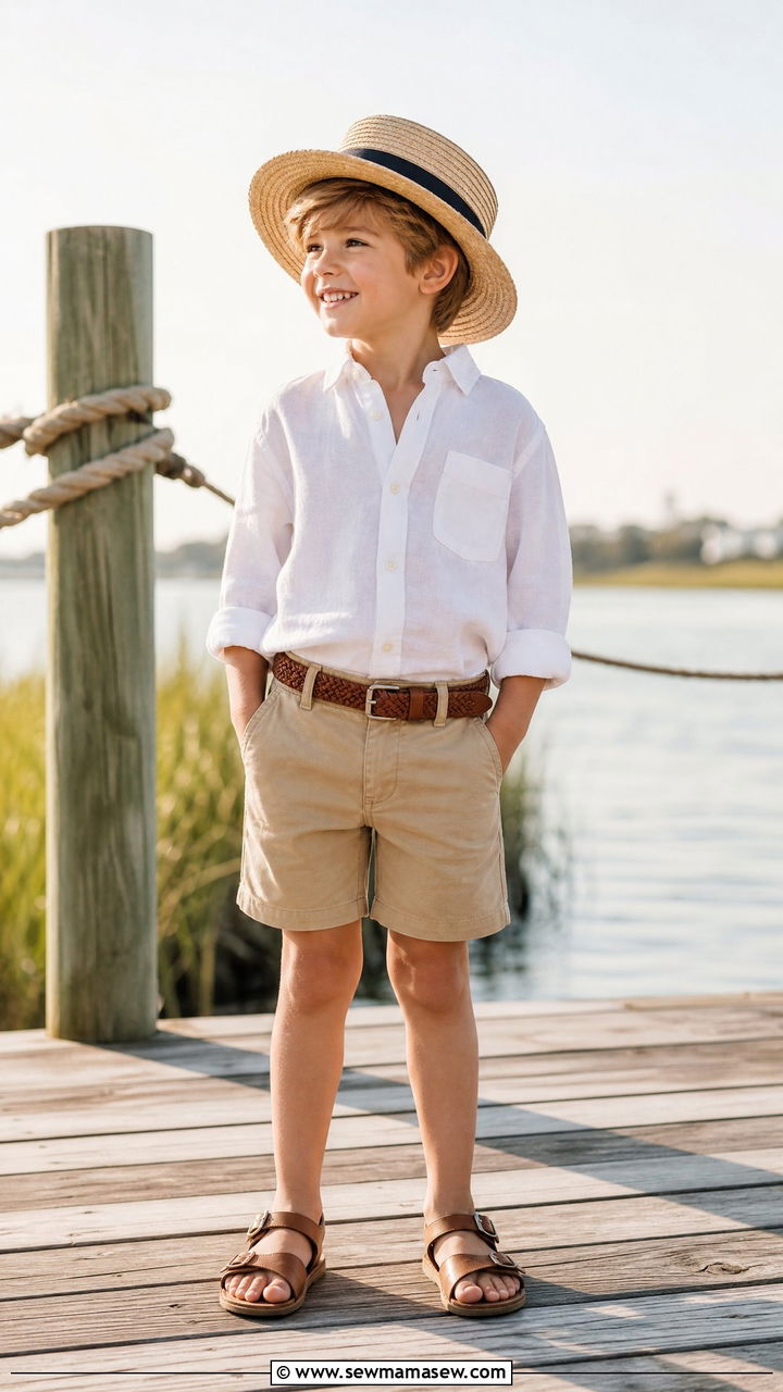 First day of school outfit with button down shirt and Bermuda shorts - 25 First day of school photo outfit ideas
