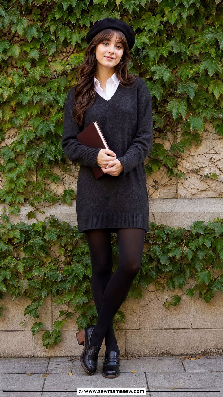 First day of school outfit with layered shirt under a dress - 25 First day of school photo outfit ideas