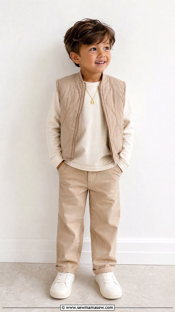 First day of school outfit with monochrome beige look - 25 First day of school photo outfit ideas