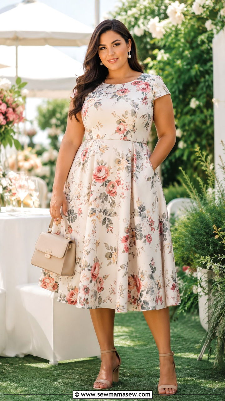 Fit And Flare Dress Outfit With Ankle Strap Heels - 25 Outfits to emphasize curves