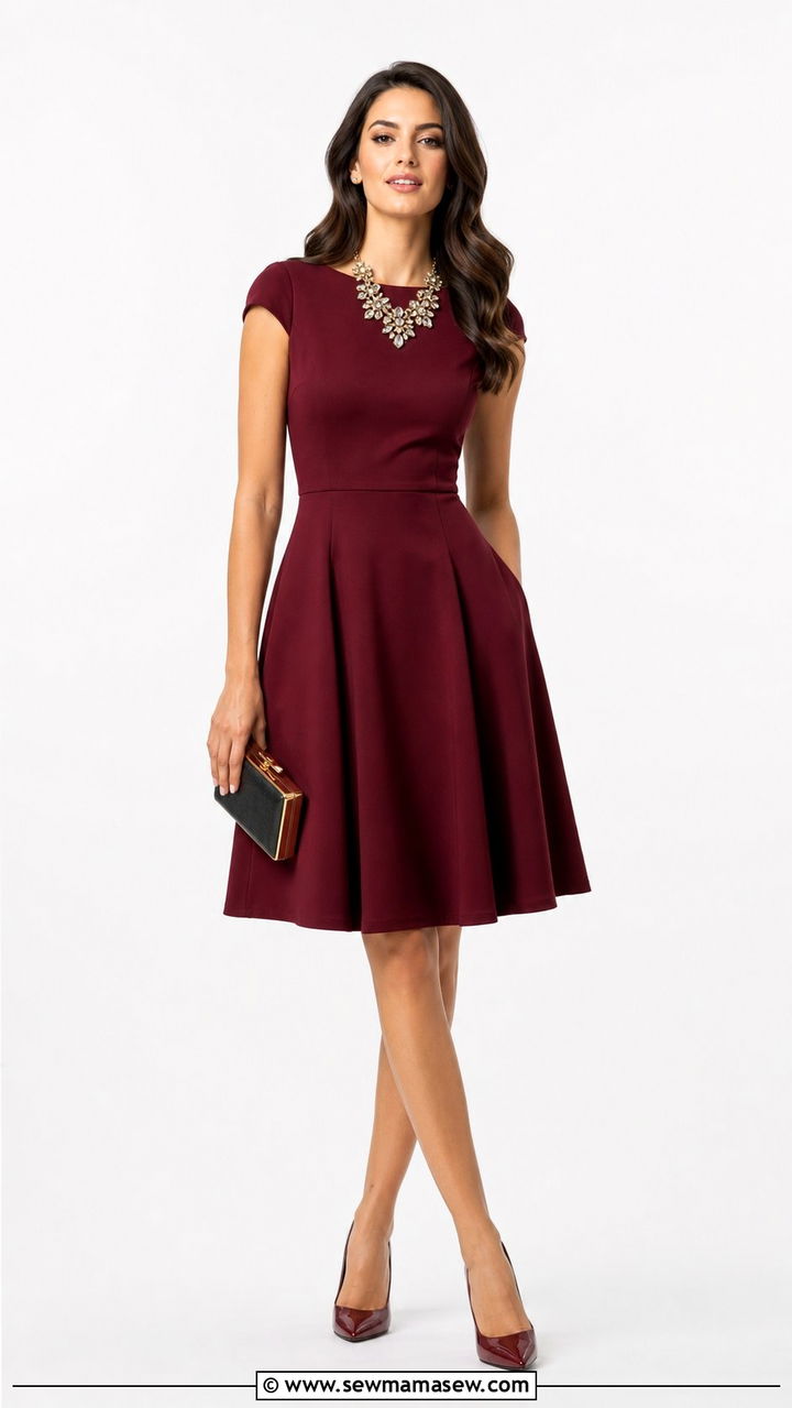Fit And Flare Dress With A Statement Necklace - 25 classy outfits for long torso women