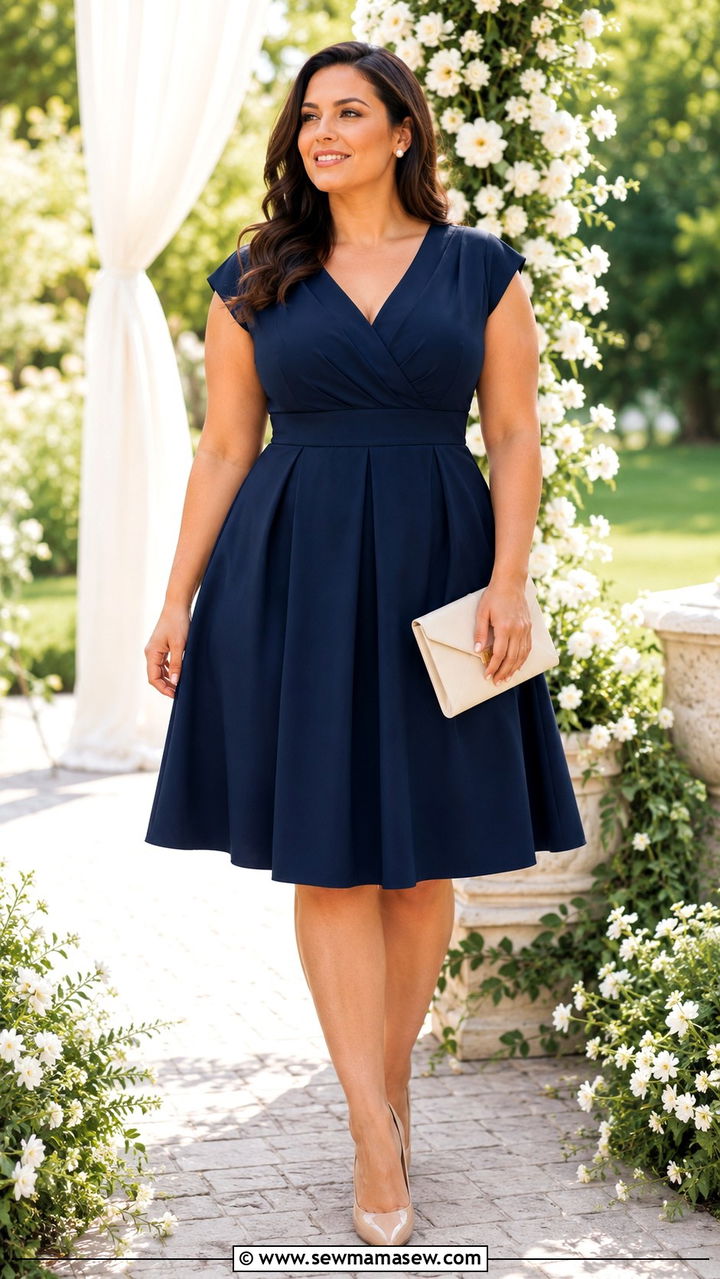 Fit And Flare Dress With Nude Heels - 30 classy outfits for curvy women