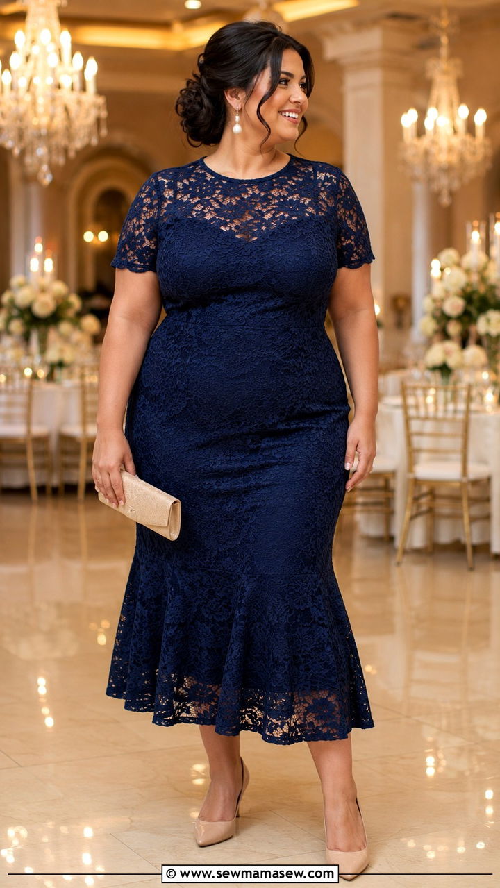 Fit and Flare Dress With Pointed Toe Pumps - 30 Plus size outfit ideas for wedding guest