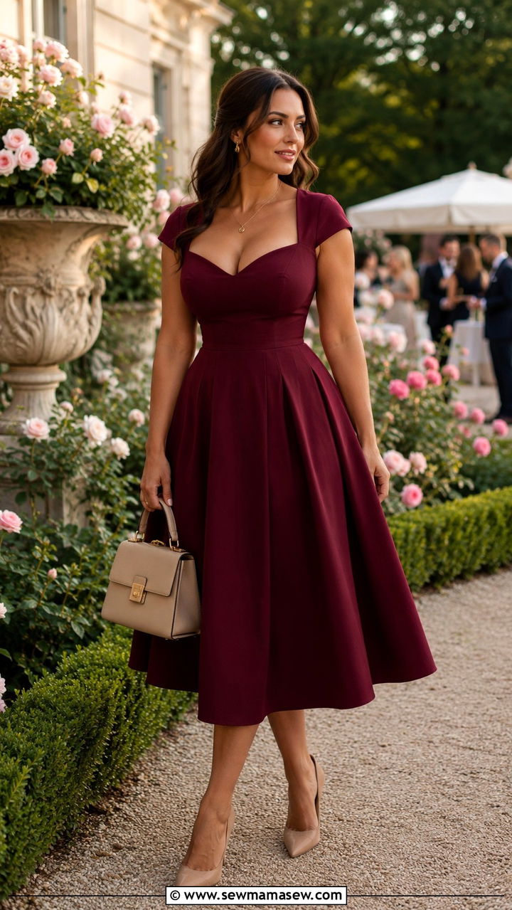 Fit and Flare Dress with Classic Pumps - 20 outfit ideas for women with big bust