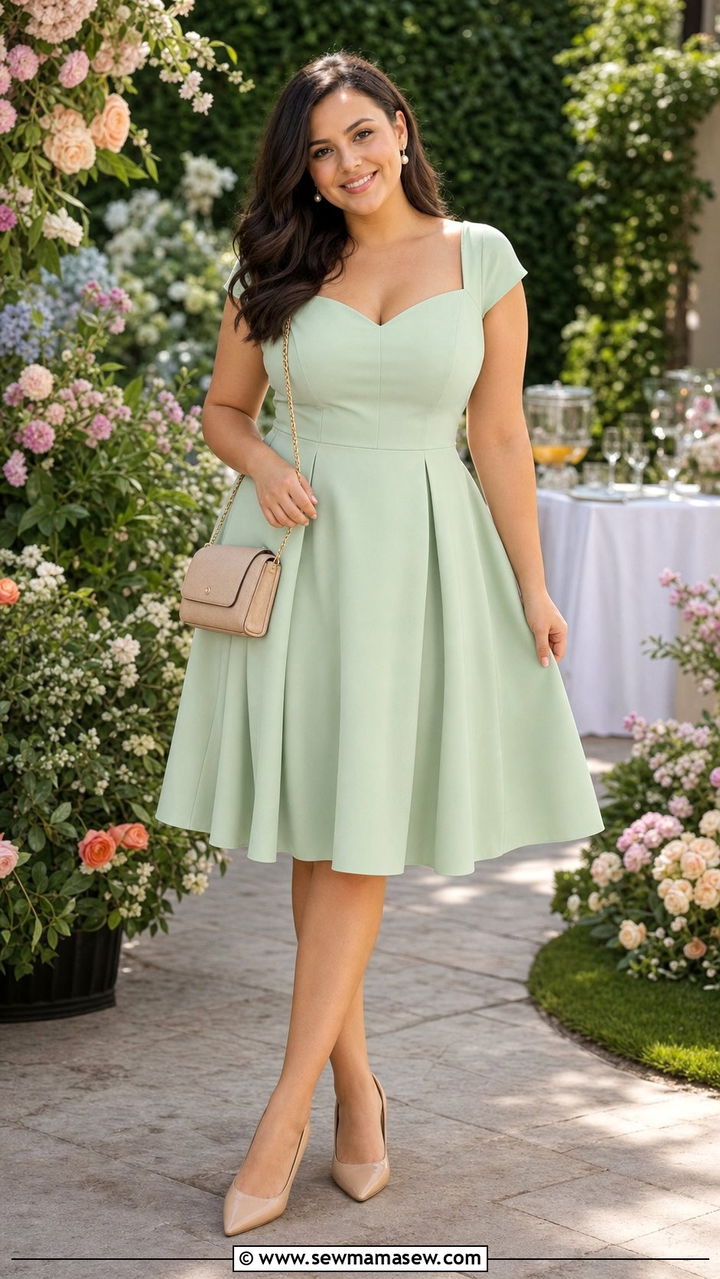 Fit and Flare Dress with Pointed Toe Flats - 25 Spring outfits for pear shape
