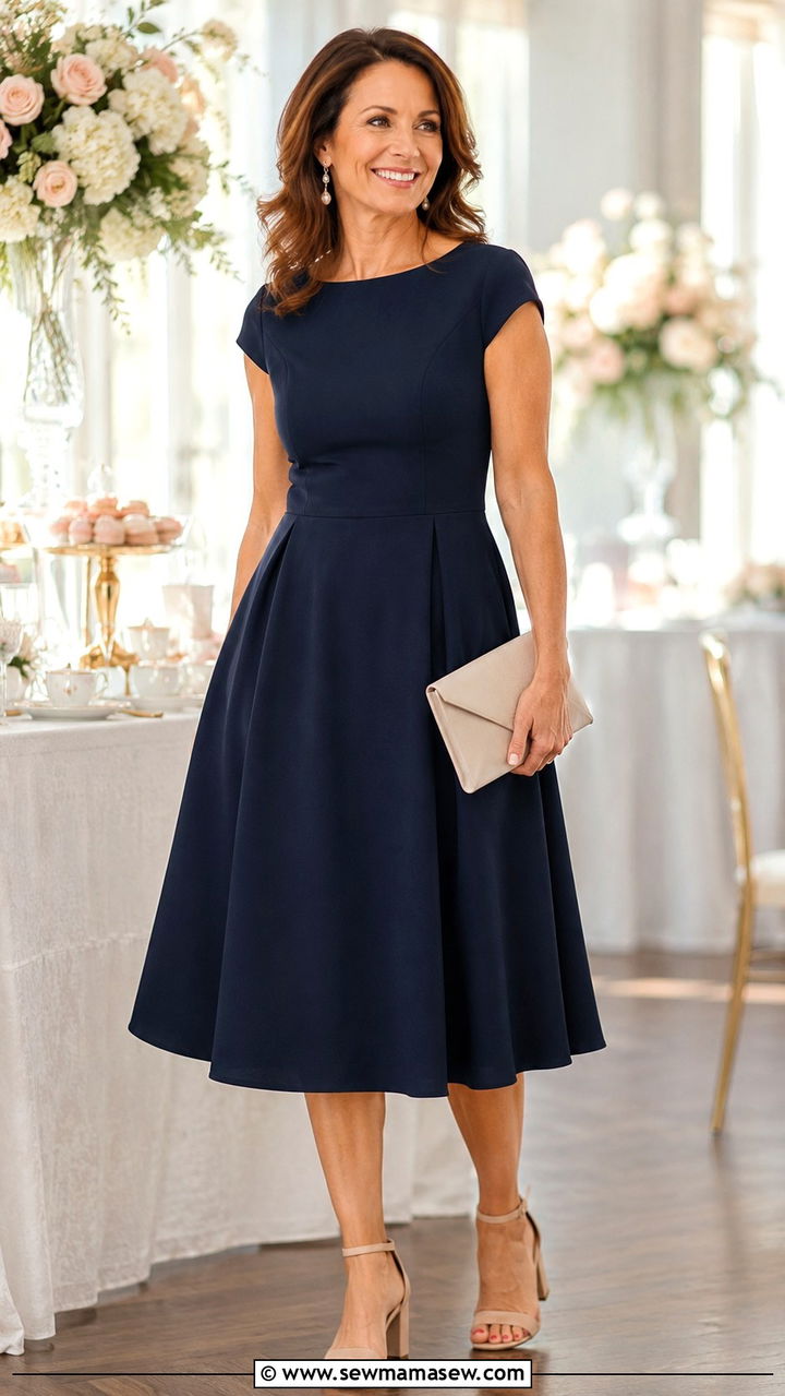 Fit and flare dress with block heels - 30 Dress outfit ideas for women over 40