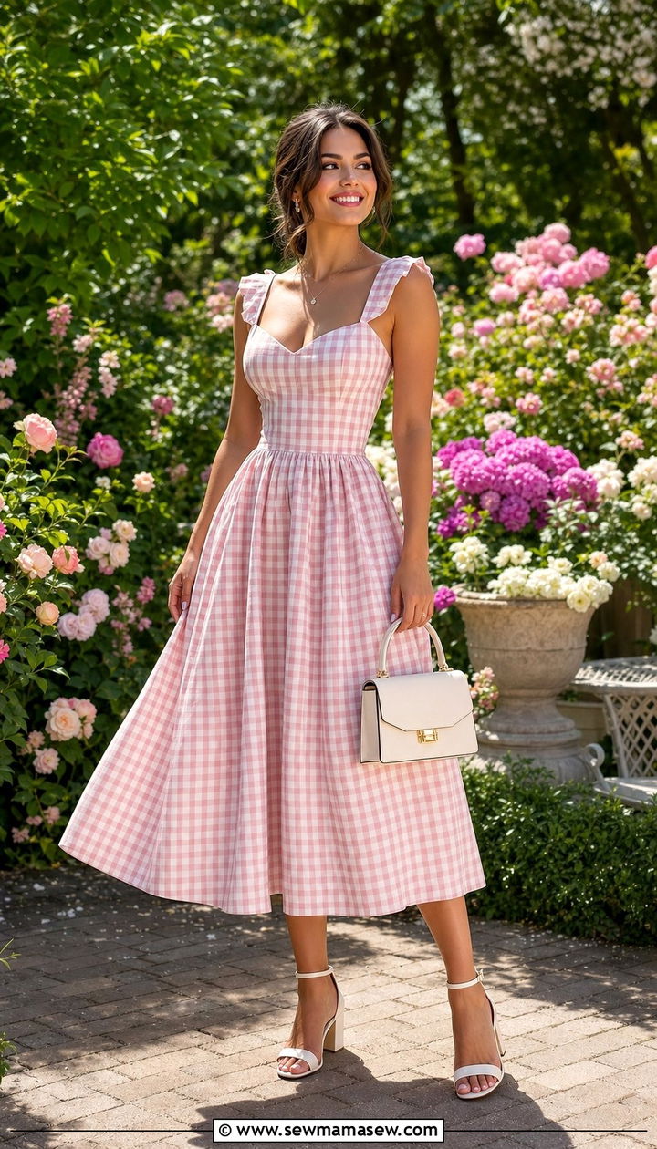 Fit and flare midi dress with block heels - 25 Summer outfits for hourglass figure
