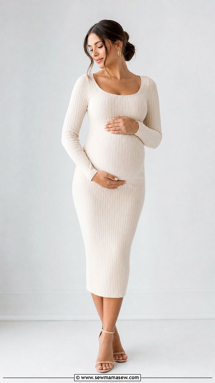 Fitted Knit Maternity Photo Dress - 25 Maternity photo outfit ideas 2026